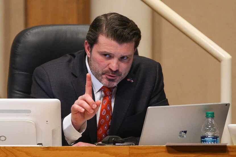 District 2 Commissioner J.J. Koch speaks during a Dallas County Commissioners Court meeting...