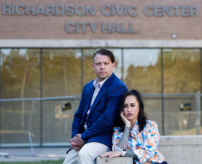 Former Richardson police officers David Conklin (left) and Kayla Walker at Richardson City...