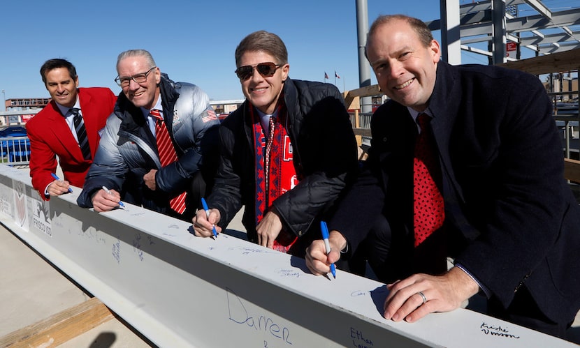 From left: John Harkes, member of the 2005 National Soccer Hall of Fame class; U.S. Soccer...