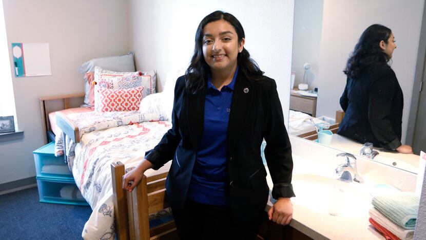 Elizabeth Galvan, 20, a junior at UNT-Dallas, will be staying in a new dorm room like this...