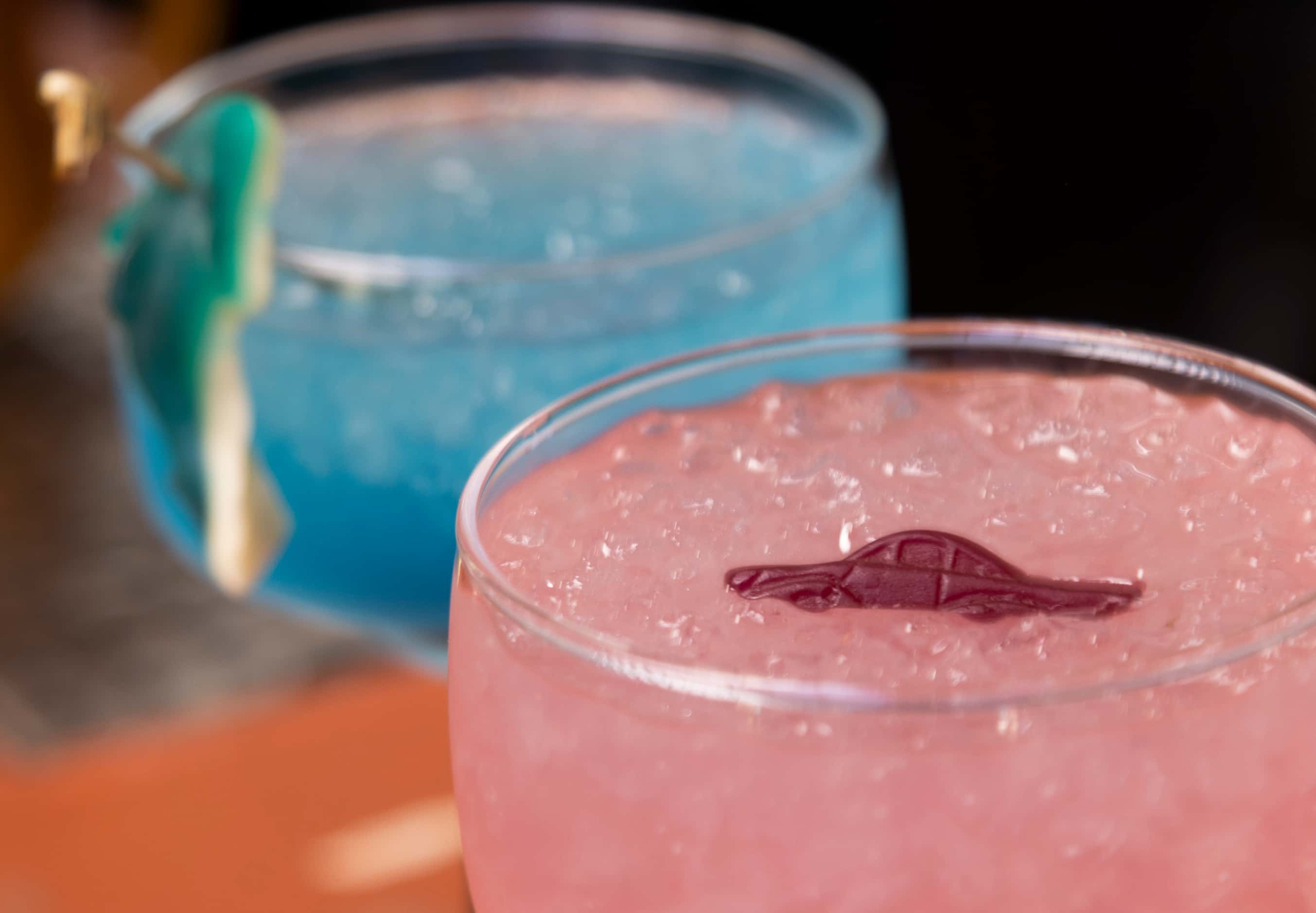 (From left) The Tin Hat and Pink Cadillac Margarita cocktails served at the Wriggly Tin, a...
