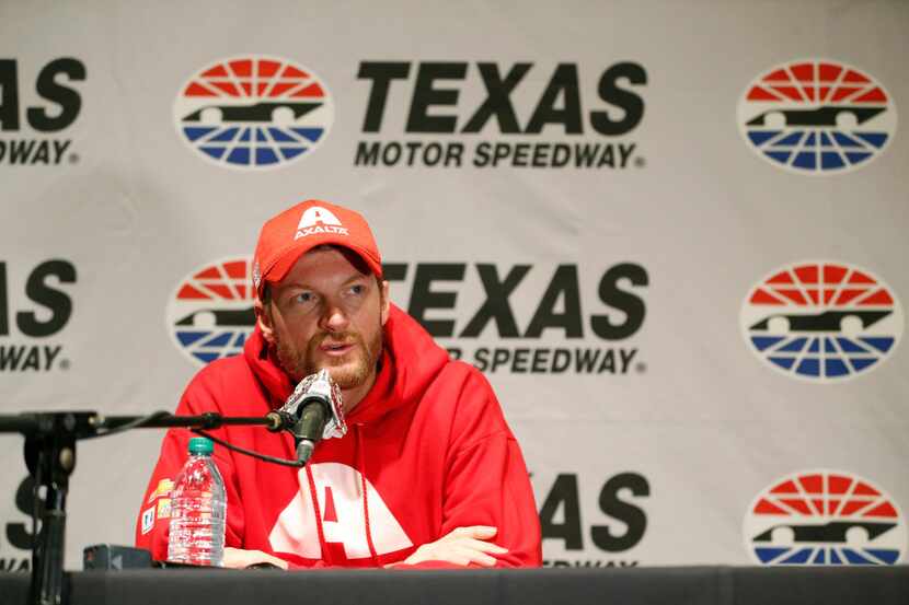 Dale Earnhardt Jr. is interviewed for Texas Motor Speedway's media day at Gilley's in Dallas...