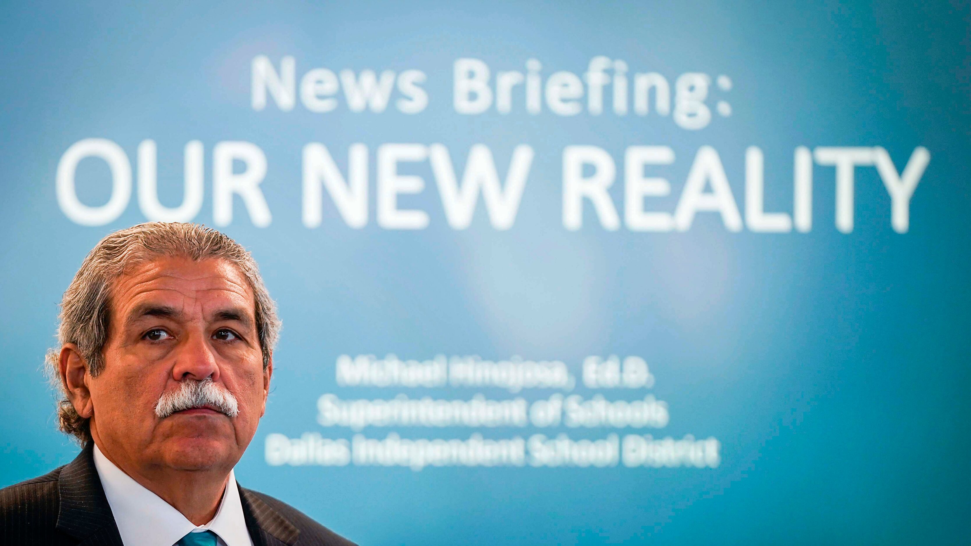 DISD superintendent Michael Hinojosa addresses a press conference to provide updates on the...