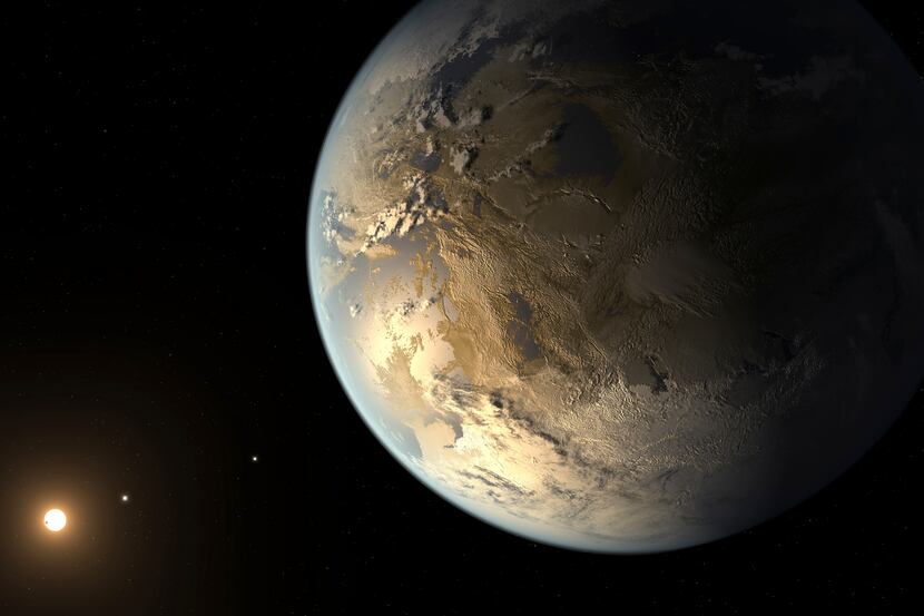 An artist's concept of Kepler-186f, the first Earth-size planet found in the habitable zone...
