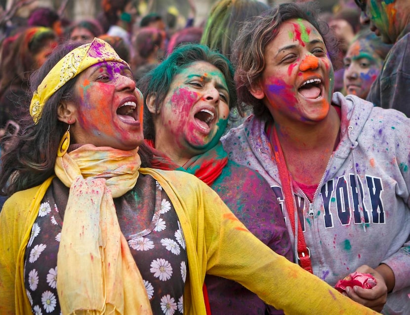 
Joining in the Holi celebration at DFW Hindu Temple were (from left) Anna Sinha, Anannya...