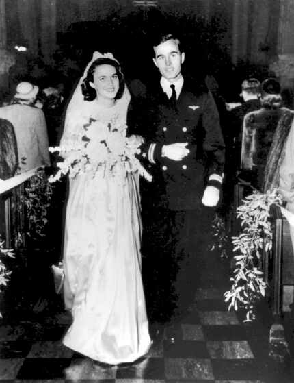 The wedding of George H.W. Bush and Barbara Pierce on January 6, 1945, in Rye, New York.