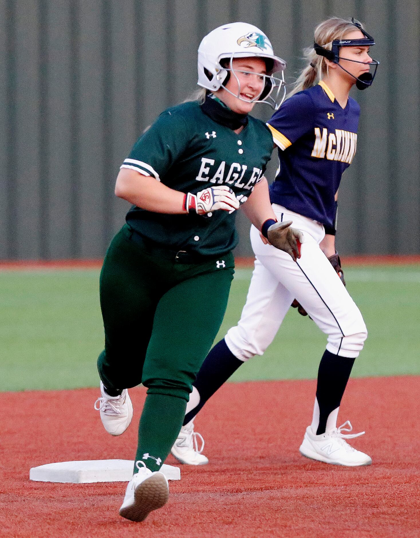 Prosper’s Josey Dodgson (12) rounds second after hitting a home run in the first inning as...