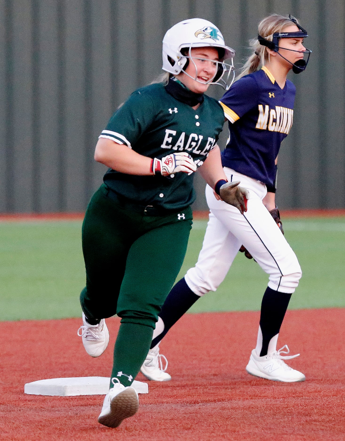 Prosper’s Josey Dodgson (12) rounds second after hitting a home run in the first inning as...