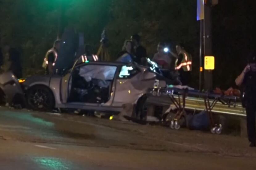 One person was killed when a car struck a semi stopped at a red light at West Davis Street...