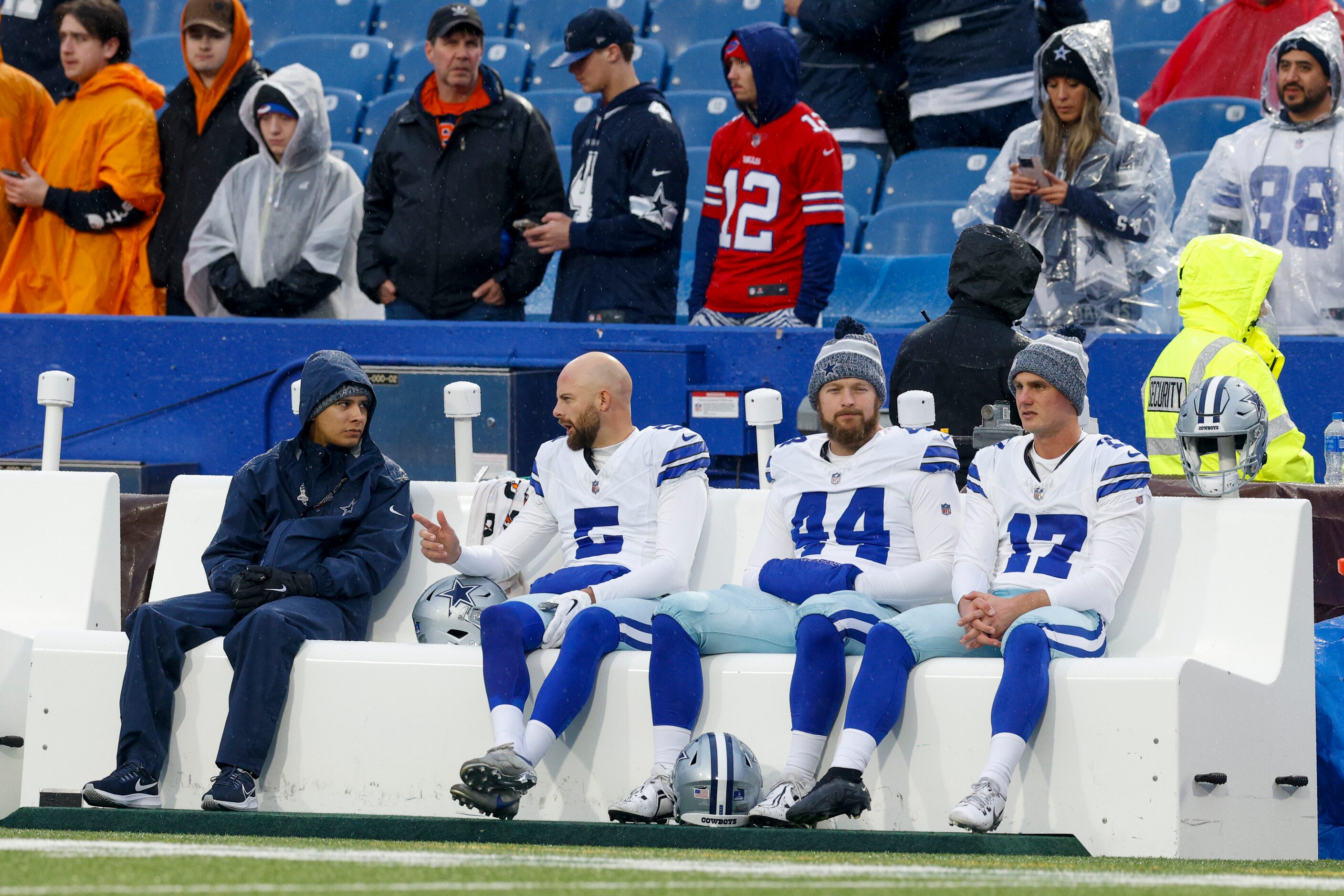 Dallas Cowboys punter Bryan Anger (5), long snapper Trent Sieg (44) and place kicker Brandon...