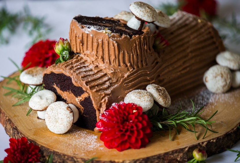 A chocolate espresso buche de noel 