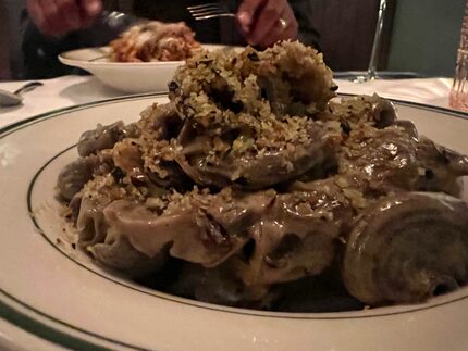 Sister's buckwheat lumache pasta, which is naturally gluten-free, is tossed in a Parmesan...