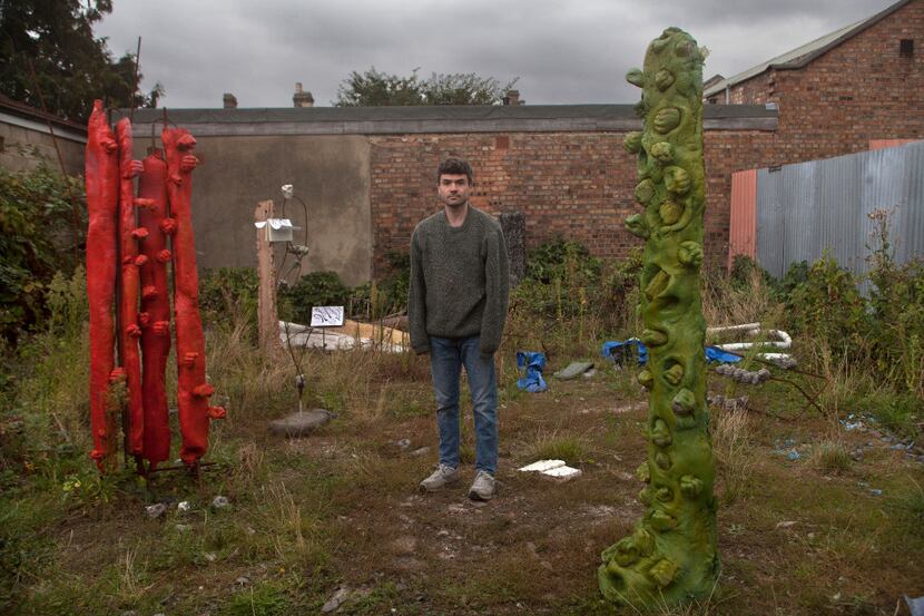 Artist Michael Dean photographed at his studio in Ilford in north-east  London, England on...