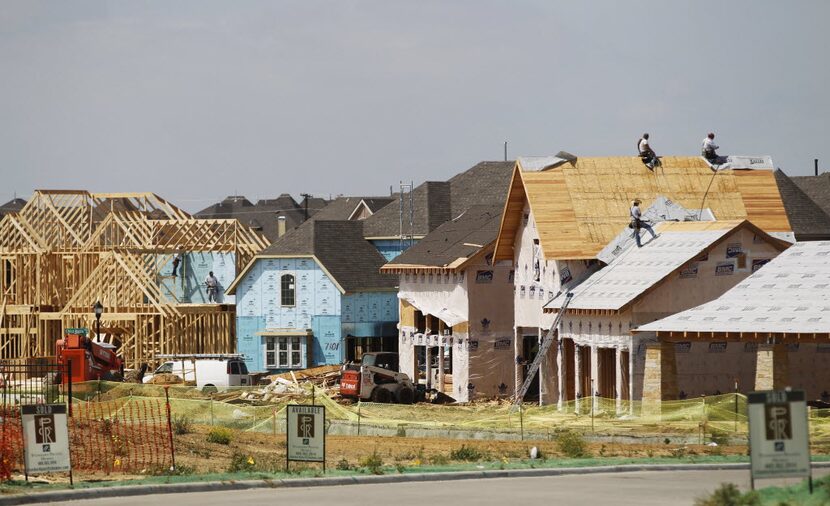 Construction on homes at Phillips Creek Ranch, a 950-acre planned community in Frisco....