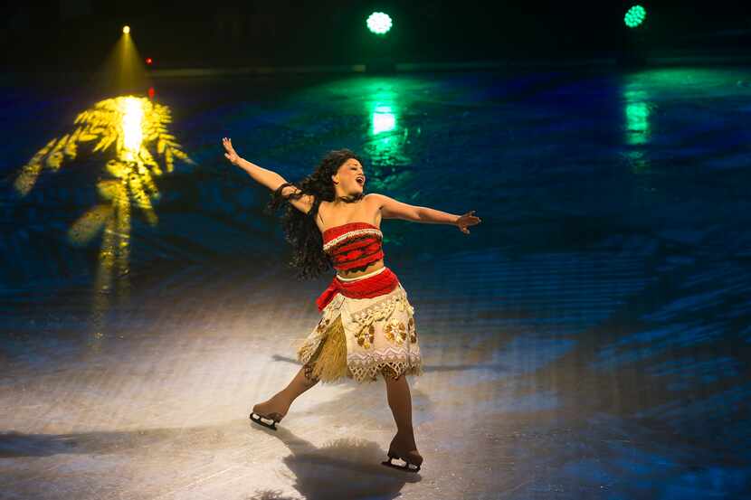 Moana skates and sings during "How Far I'll Go" during Disney on Ice Presents "Dare to...