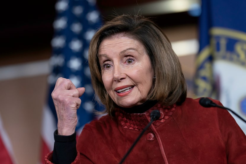 Speaker of the House Nancy Pelosi, D-Calif., holds a news conference at the Capitol in...