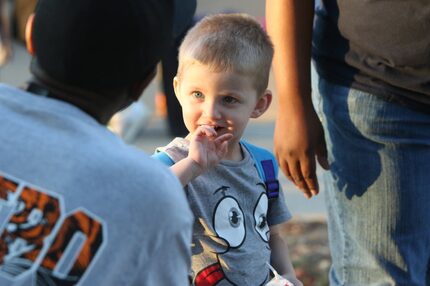 Daniel Anderson, 3, listened intently to Lancaster High School boys varsity basketball ...