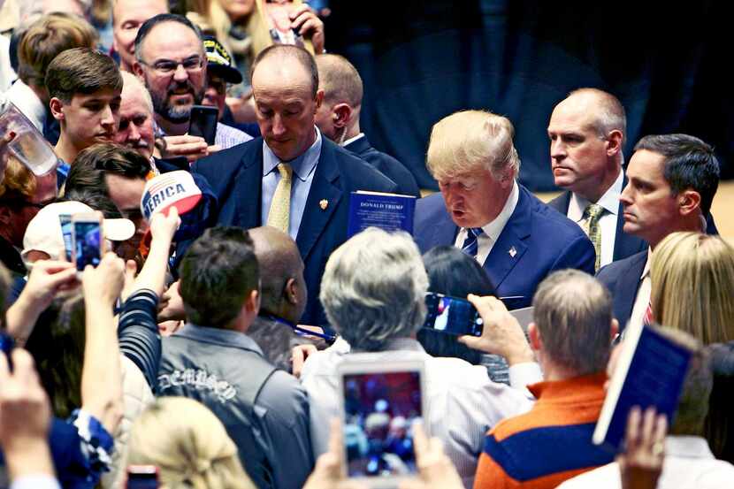 
Donald Trump, greeting supporters Friday at Wofford College in Spartanburg, S.C., said a...