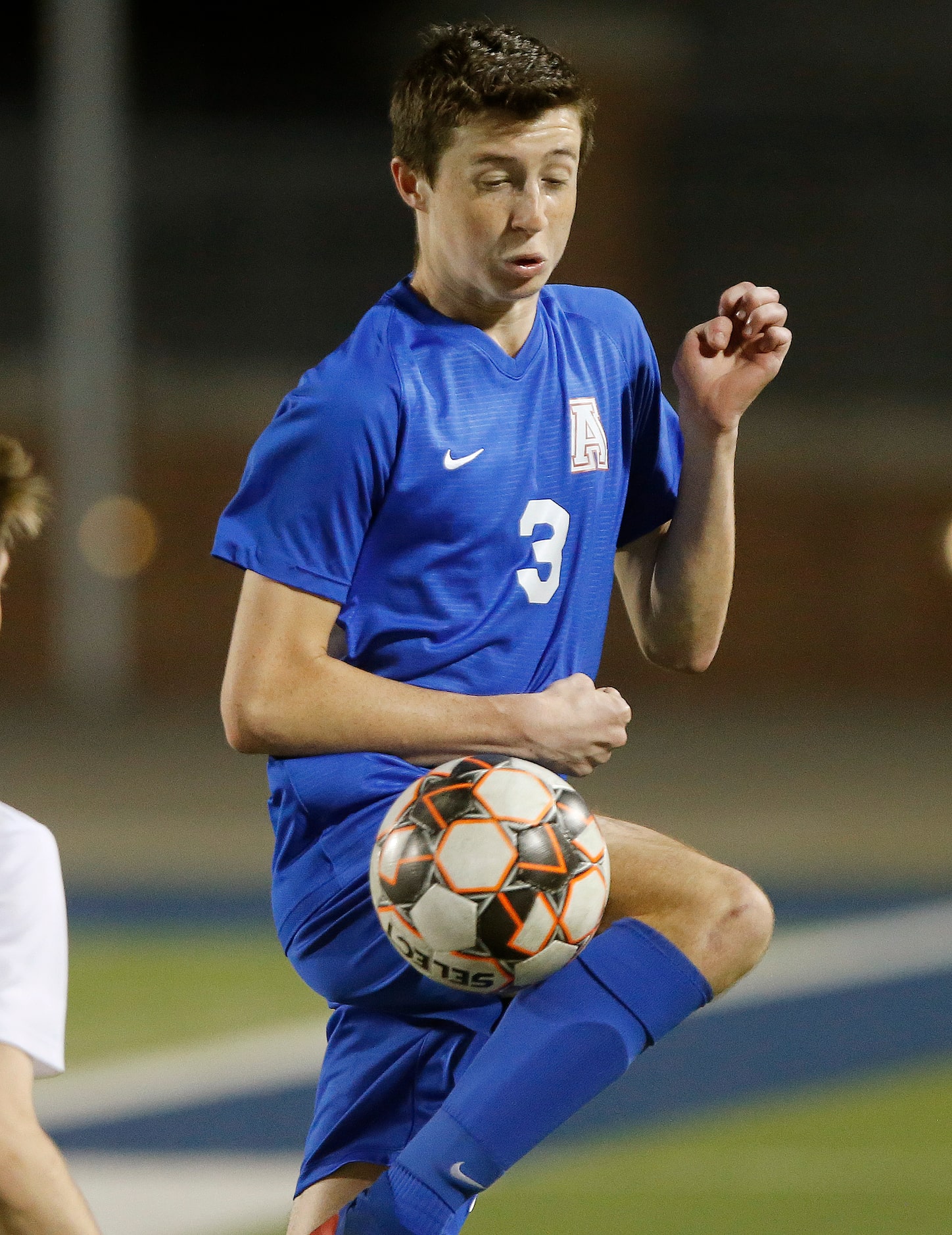 Allen defender Isaiah Sanborn (3) stops a pass during the second half as Allen High School...