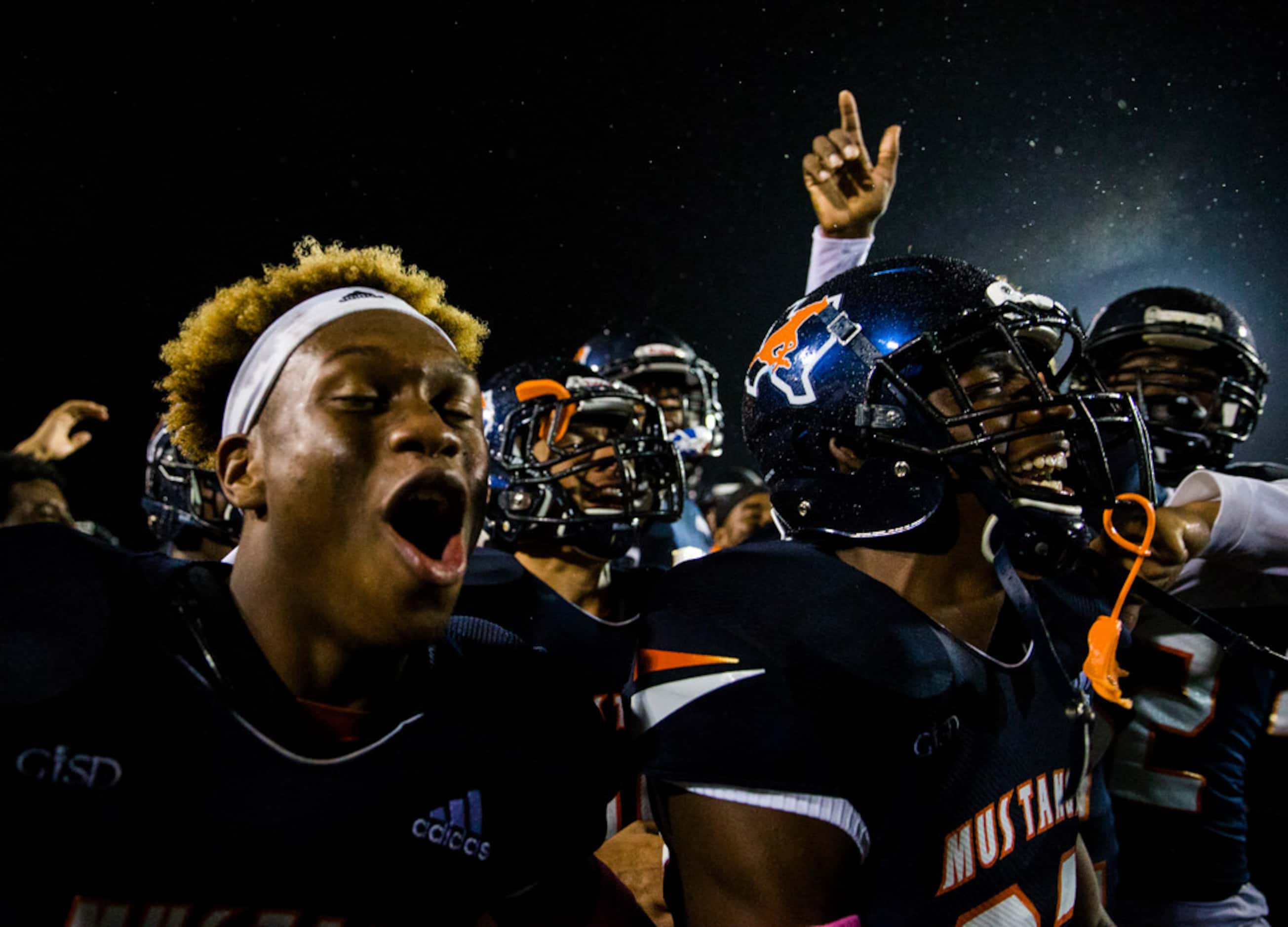 Sachse celebrates a 17-14 win over Garland Lakeview on Thursday, October 24, 2019 at...