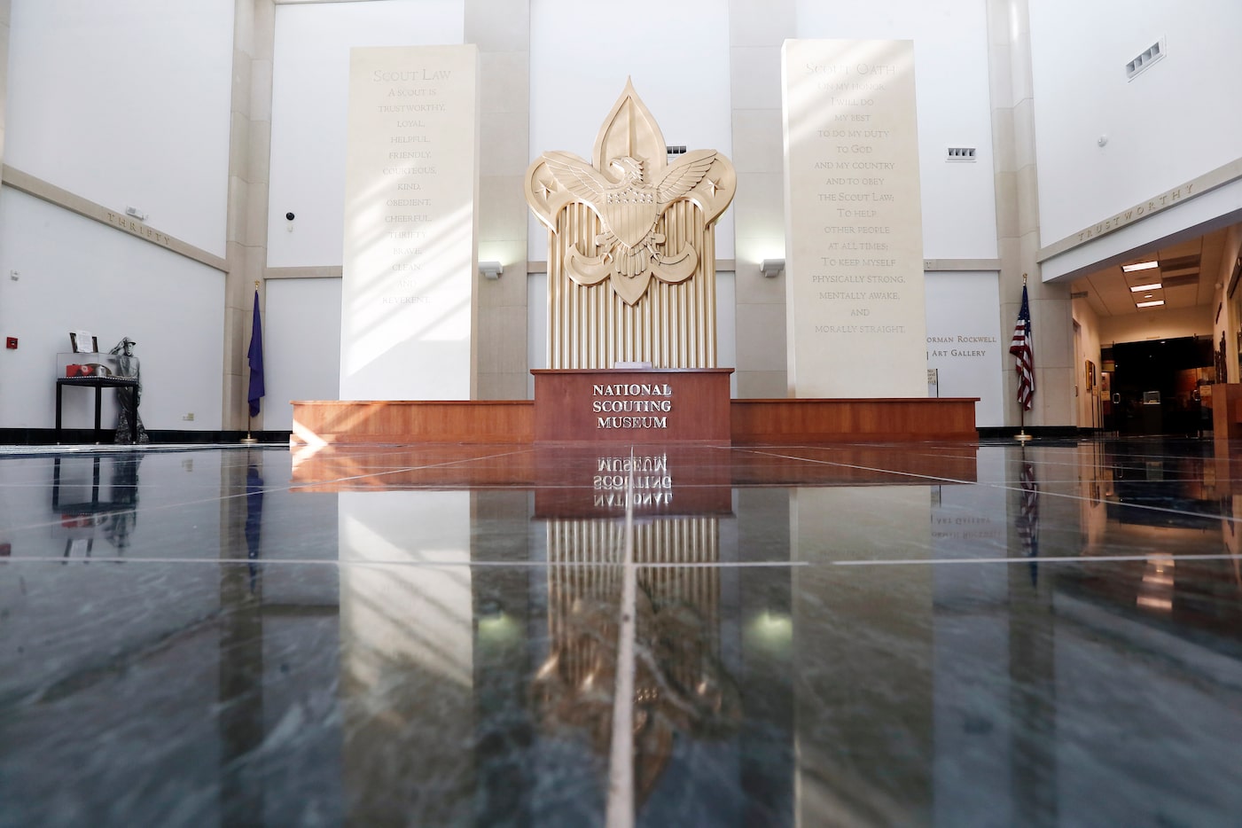 The Scout Law and Oath are displayed in the lobby of the Boy Scouts of America National...