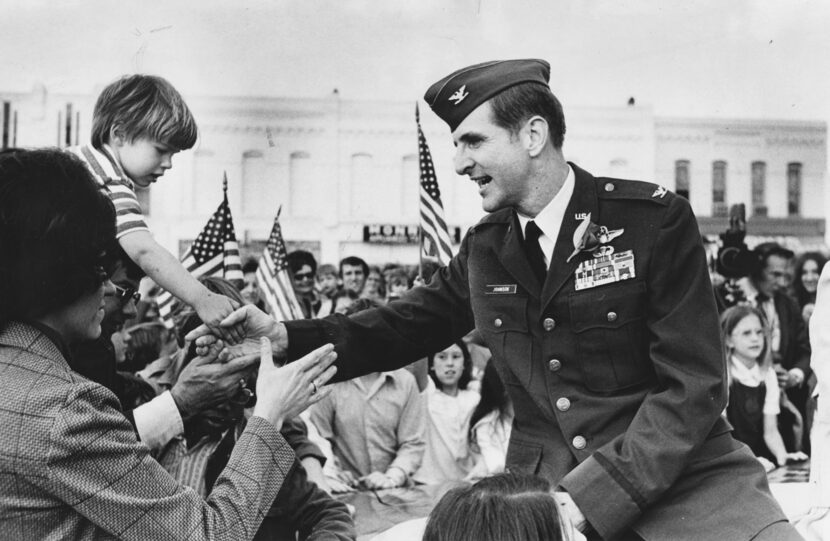 Future congressman and Air Force Col. Sam Johnson at his homecoming in Plano on March 6,...