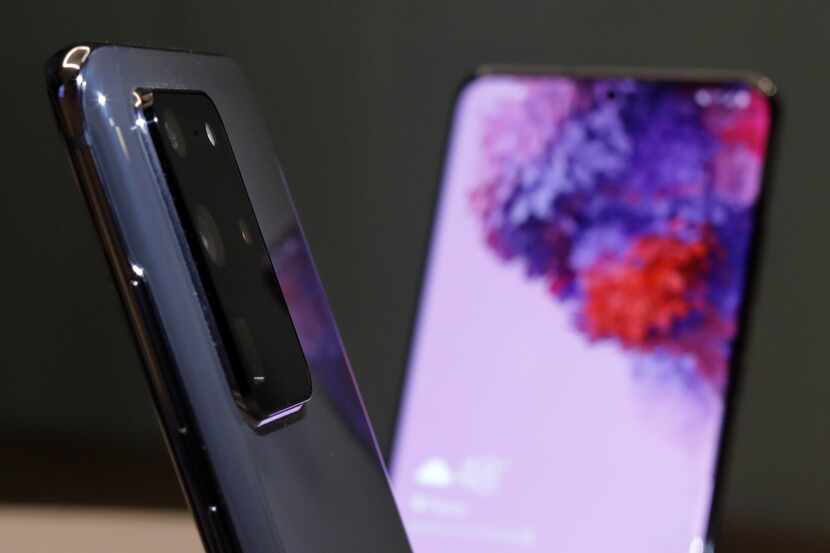 Close-up of the Galaxy S20 Ultra at Samsung in Dallas on Feb. 18, 2020.