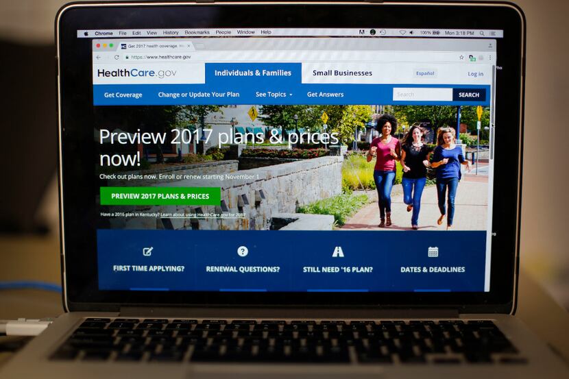 FILE - In this Oct. 24, 2016 file photo, the HealthCare.gov 2017 web site home page is seen...