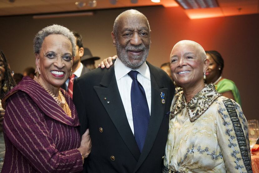 Dr. Johnnetta Betsch Cole, left, Dr. Bill Cosby and Dr. Camille Cosby, right, are...