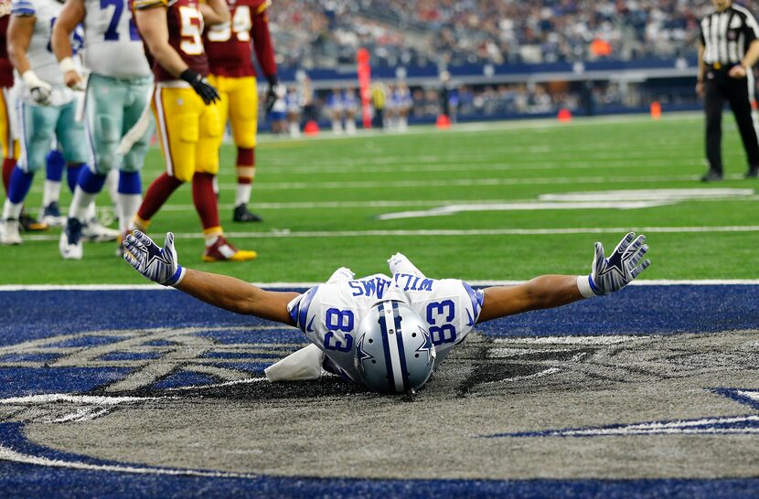 Dallas Cowboys wide receiver Terrance Williams (83) celebrates tight end Jason Witten's...