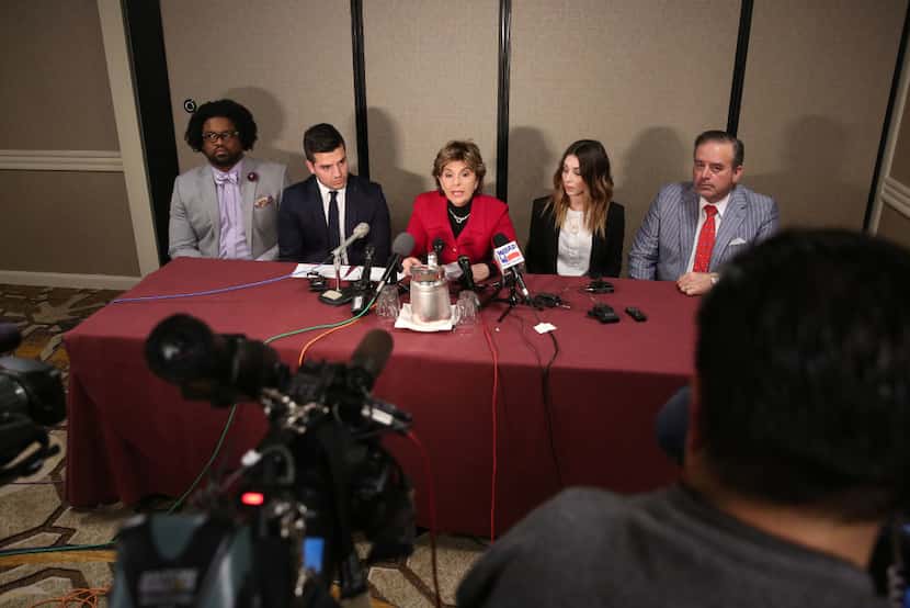 Attorney Gloria Allred led a news conference at the Adolphus Hotel in Dallas on Thursday...