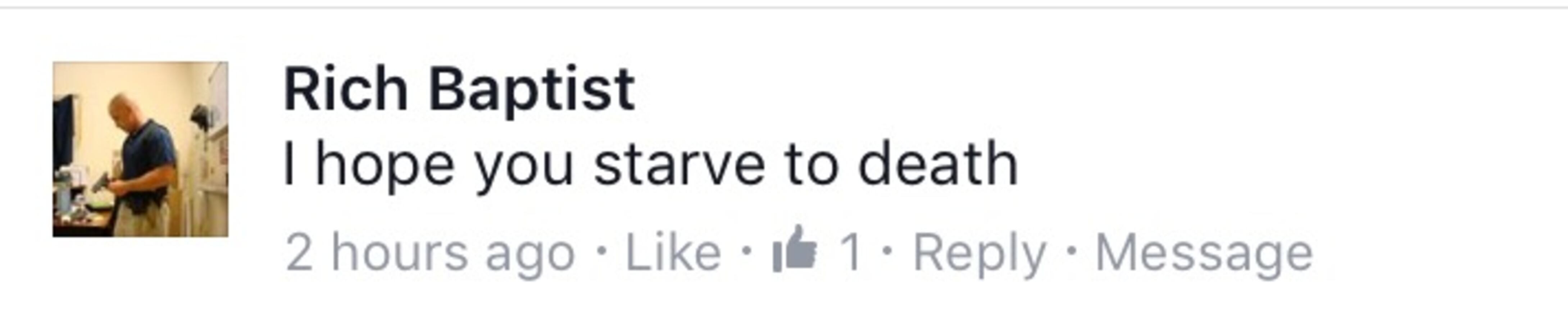 A comment directed at Dallas Rep. Victoria Neave over her hunger strike. 