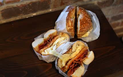 Everything bagels at Shug's can come in several varieties of egg sandwiches. 