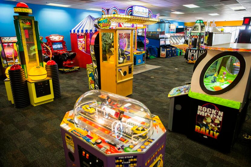 
Arcade games are ready for children to play at Chuck E Cheese on Wednesday, April 8, 2015...