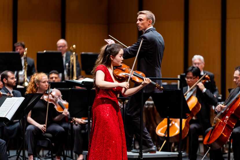 Violinist Jaewon Wee performing with the Dallas Chamber Symphony and guest conductor Jim...