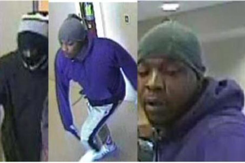 Camera footage shows two suspects who robbed a Capitol One bank on Wednesday and escaped...