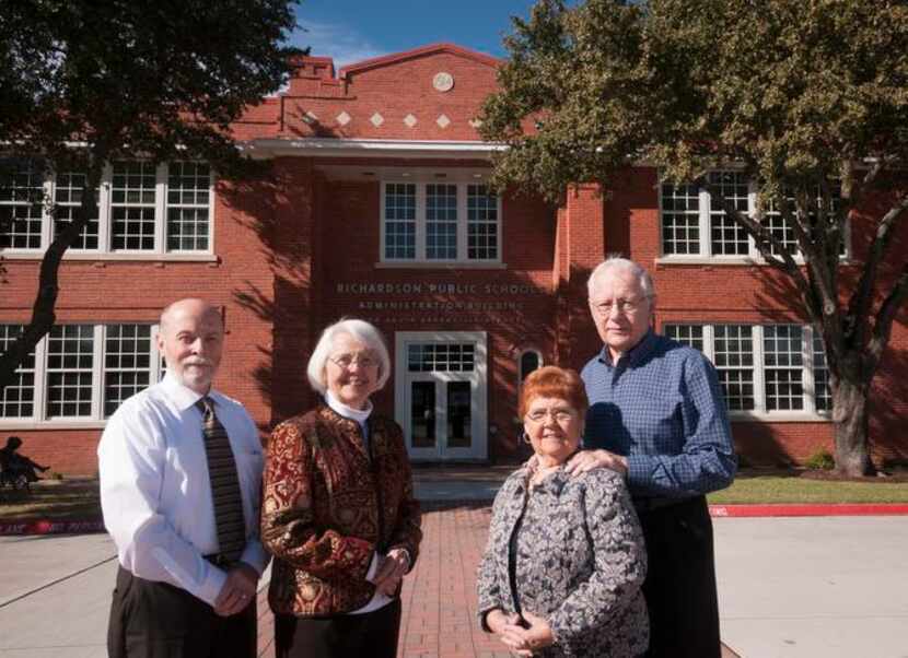 
Jim McConnell (left), his former teacher Mary Esther Bynum, and Carolyn and Jim Kerr, who...