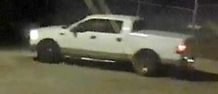 Police are seeking the occupants of a white Ford F-150 captured on surveillance footage.