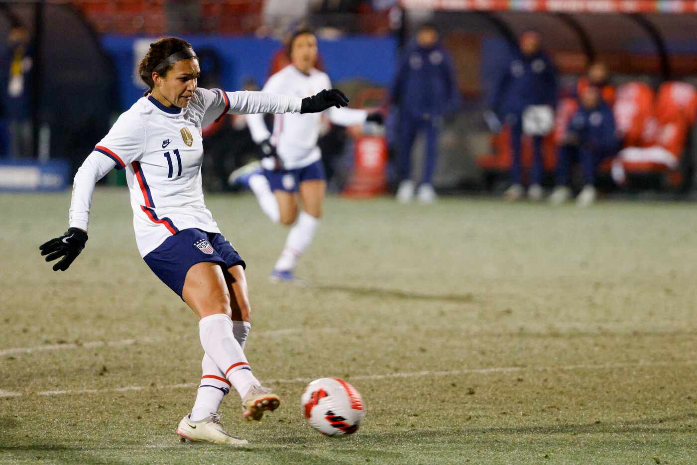 United States forward Sophia Smith (11) attempts a shot on goal during the second half of a...