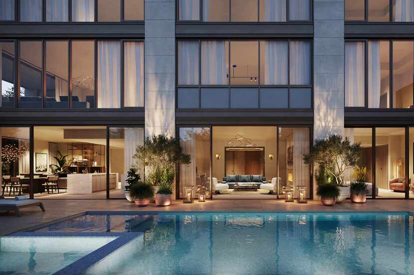 A rendering shows a luxury condo with its own private pool at Rosewood Residences Beverly...