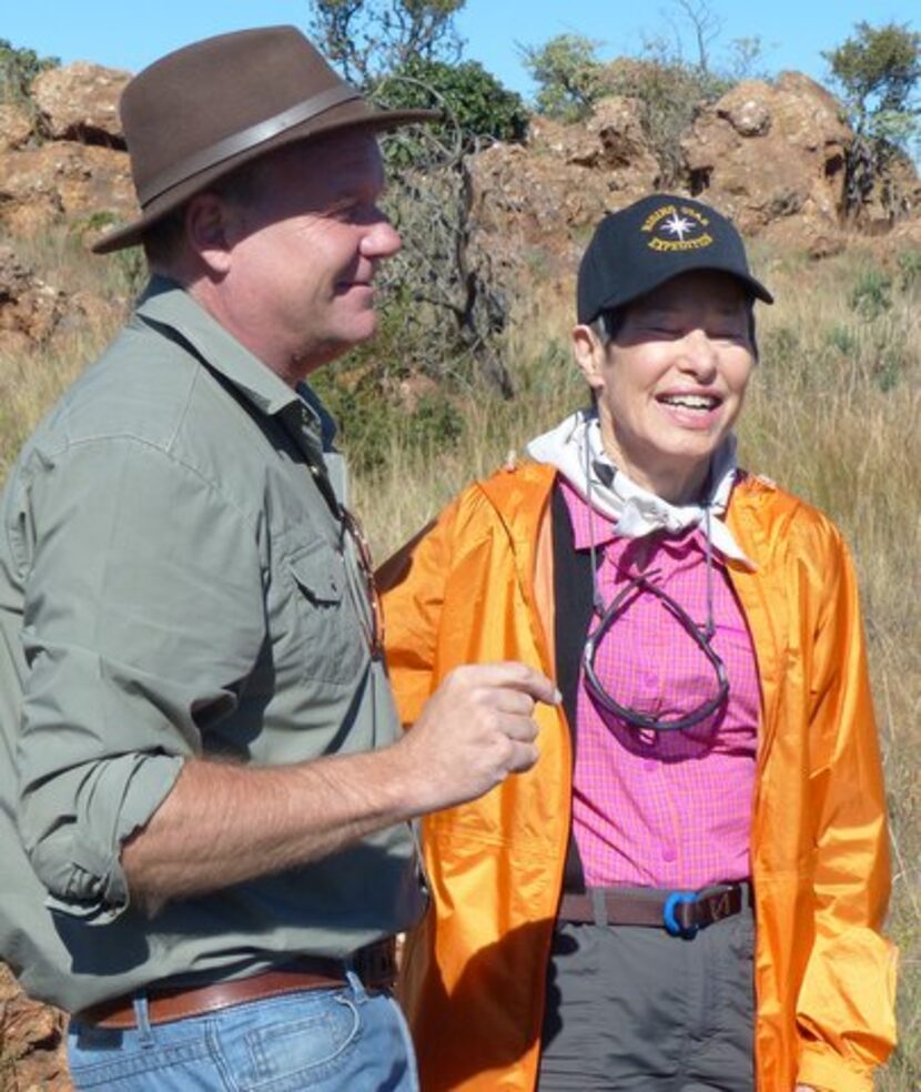  Lee Berger and Lyda Hill outside the Rising Star caves in April.