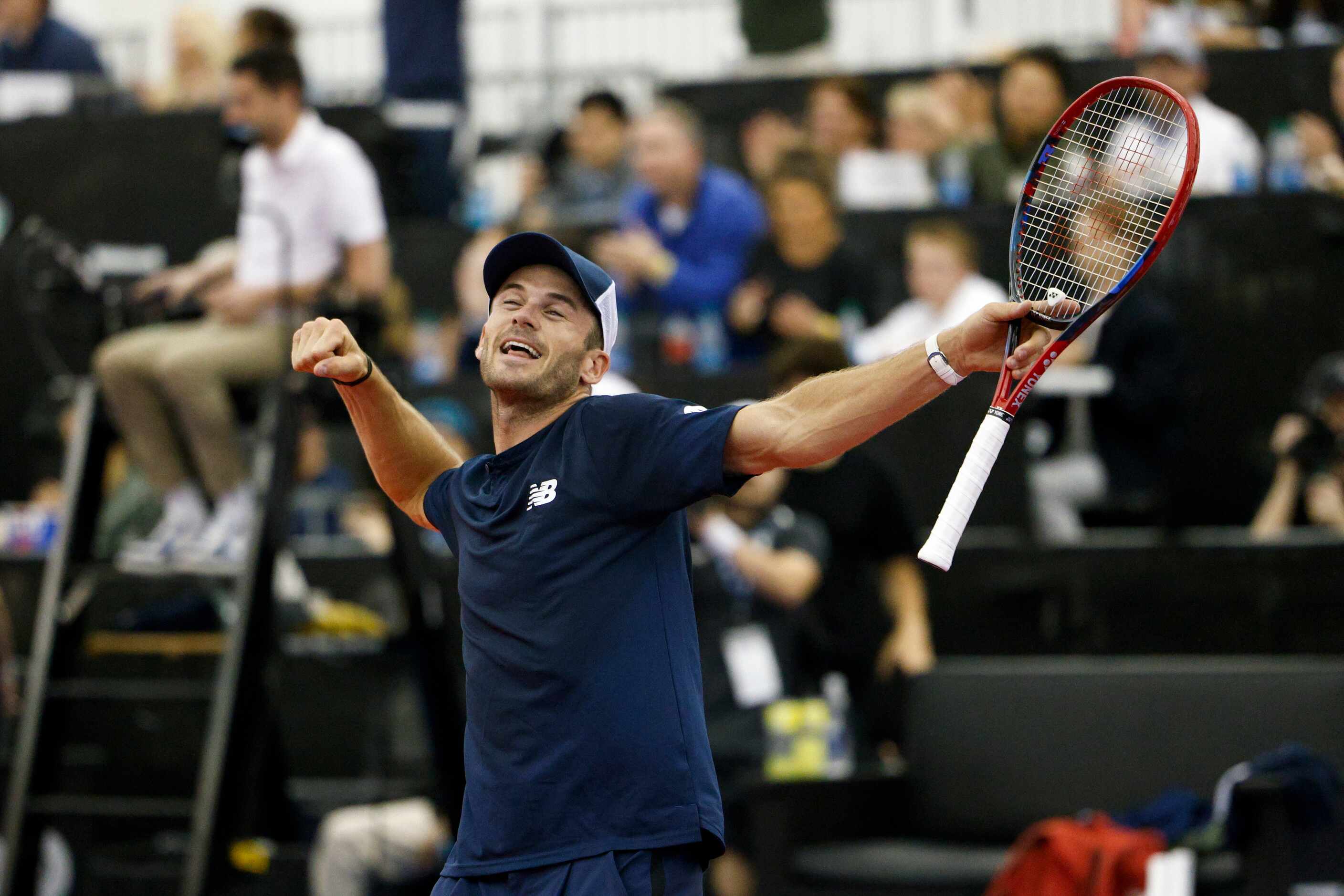 Tommy Paul of the U.S. celebrates after winning the ATP Dallas Open men's singles final...