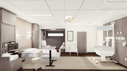 A rendering of a new labor and delivery room planned at the center.