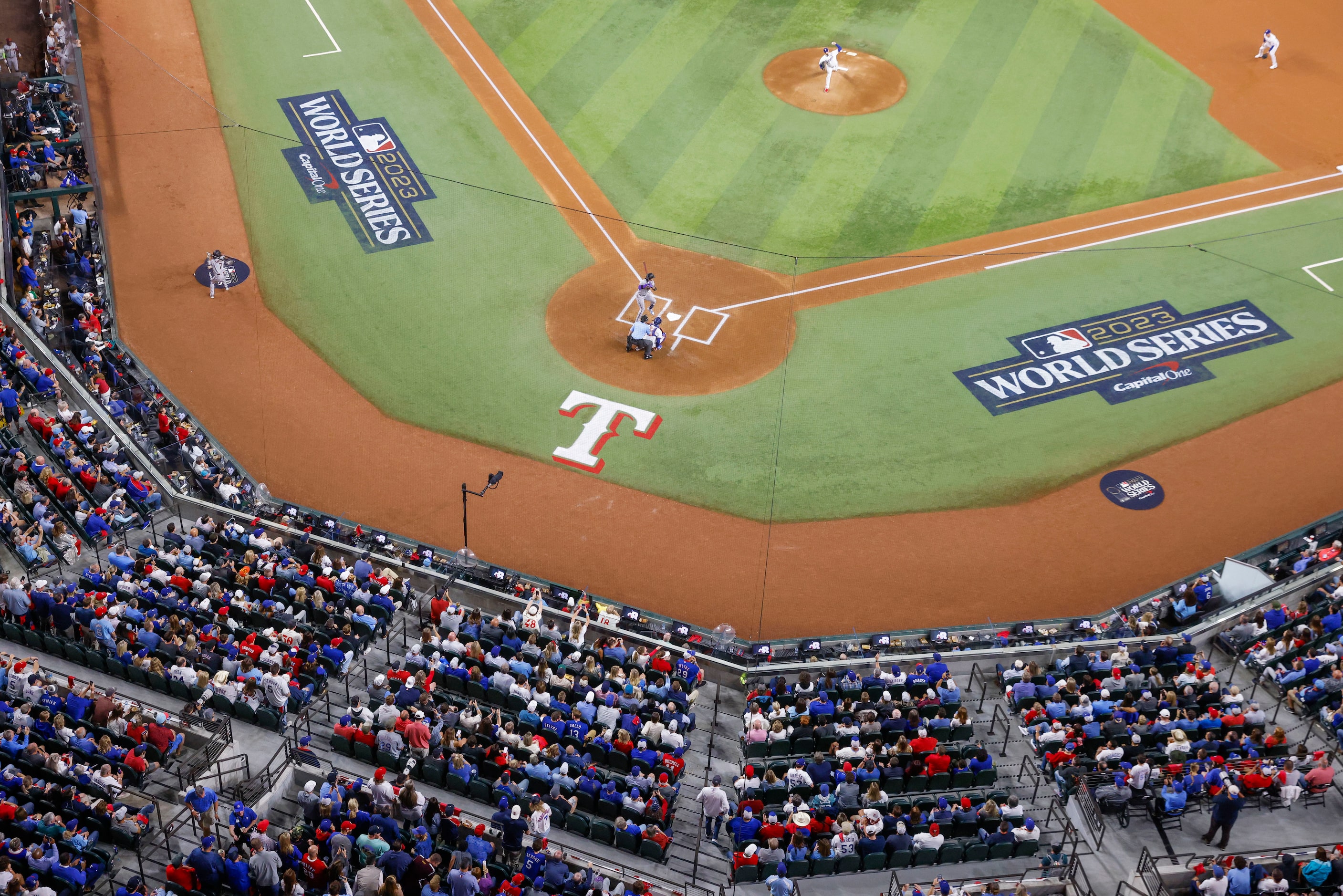 Texas Rangers starting pitcher Jordan Montgomery delivers the first pitch during the first...