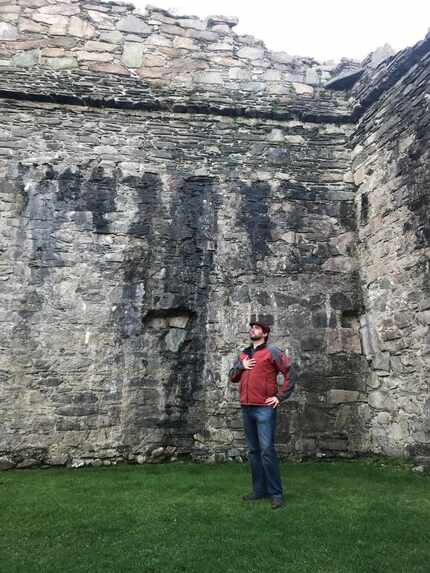 J. David McSwane reflects on his ancestry at Castle Sween in Argyll, Scotland.