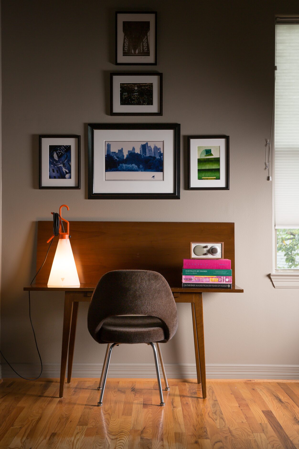 Desk with painted wall