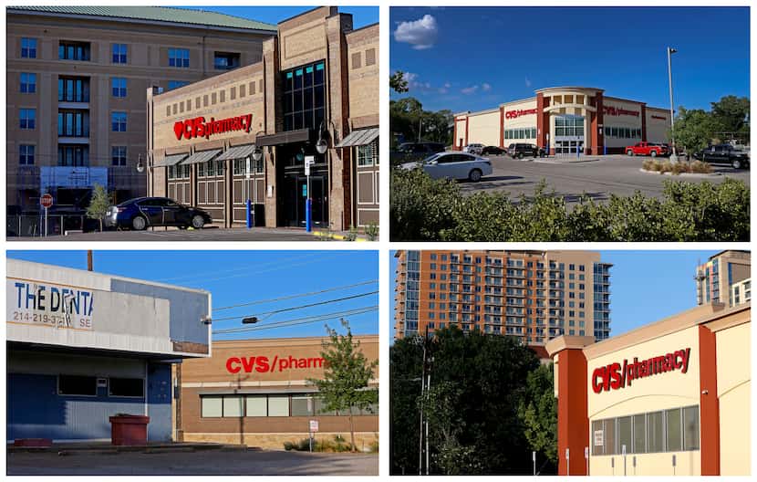Clockwise from top left: CVS stores located at 108 West Davis St., 3030 Sylvan Ave., 3133 E....