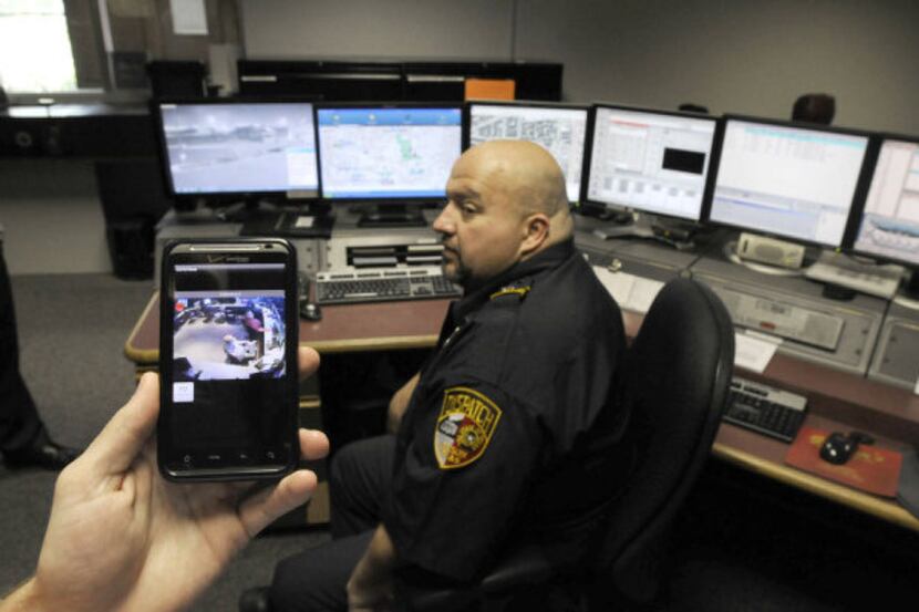 Addison police dispatcher Matt Krouse can see live video of a crime as it happens on the...