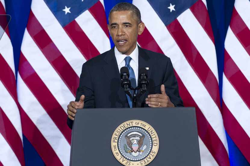 US President Barack Obama speaks about the National Security Agency (NSA) and intelligence...