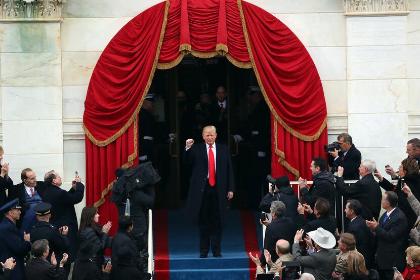 Donald Trump arrives for his inauguration at the Capitol in Washington on Jan. 20, 2017....